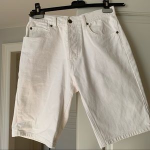 Alfred Sung White Vintage Long Denim Shorts